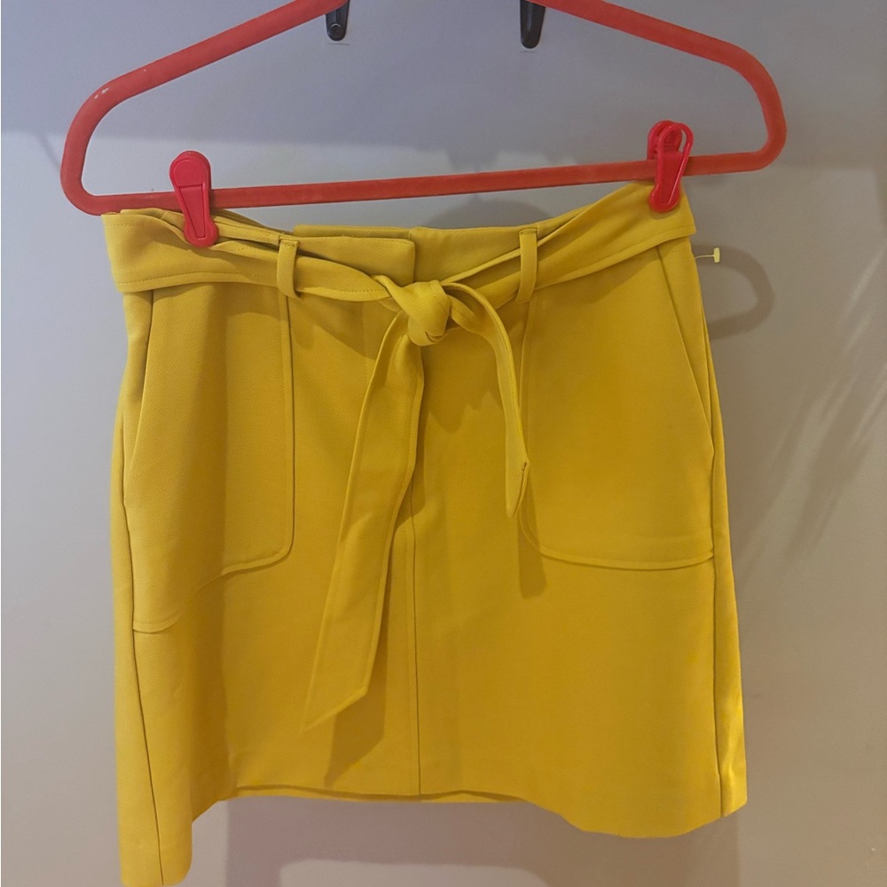 LOFT Yellow Belted Mini Skirt